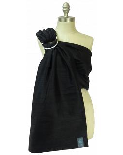 Koru Carrier Silk Ring Sling Baby Carrier, Double-Layer - Onyx (Silver Ring/Matte)