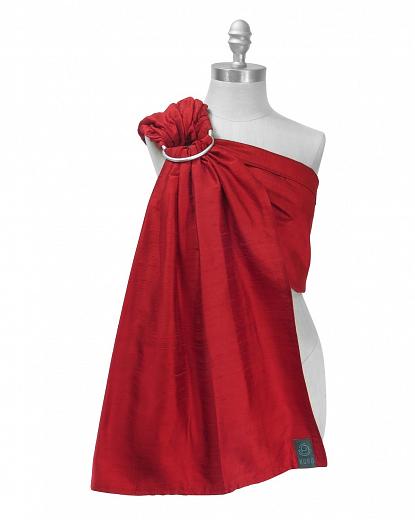 Koru Carrier Silk Ring Sling Baby Carrier, Double-Layer - Crimson (Silver Ring/Matte)